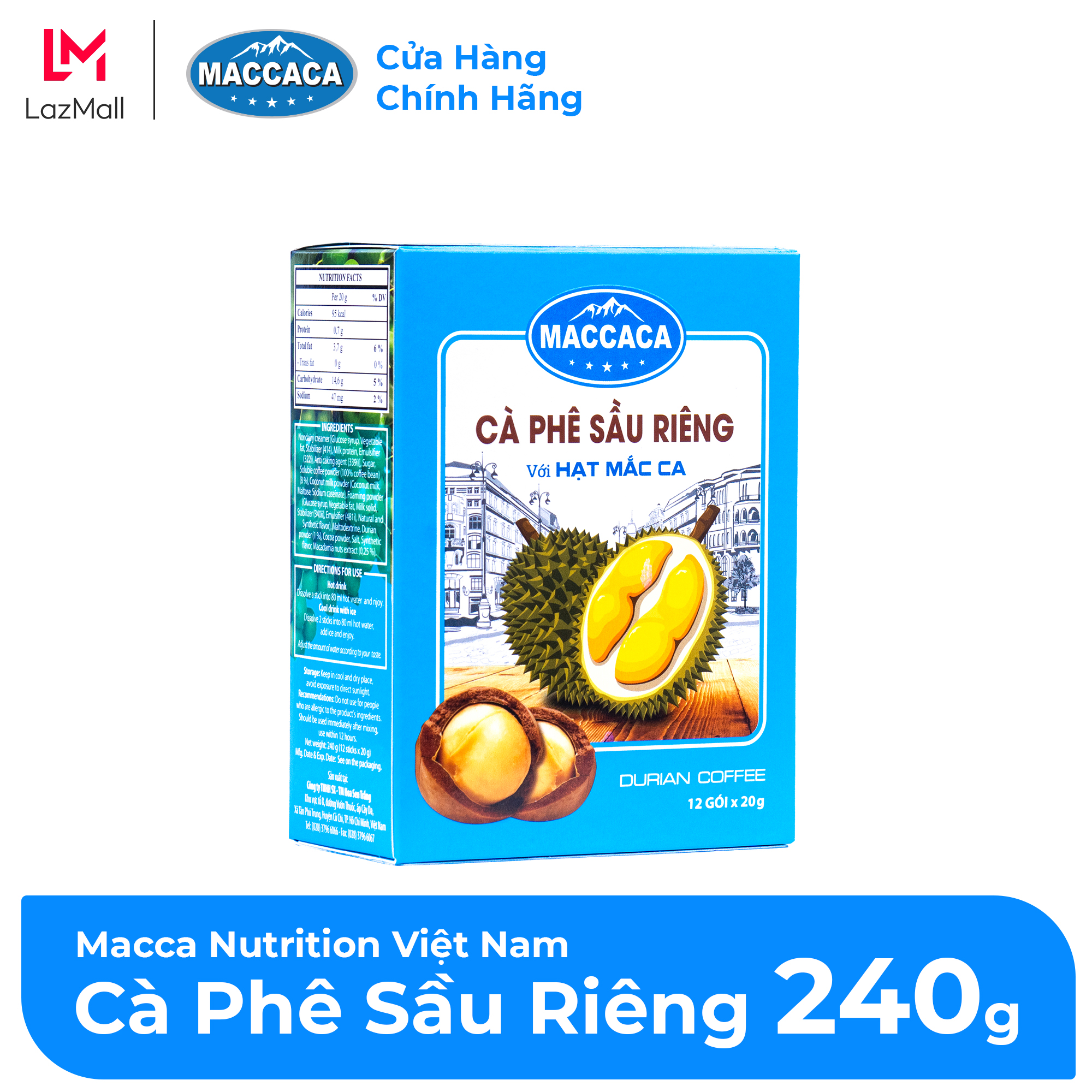 Maccaca - cà phê sầu riêng với hạt mắc ca.