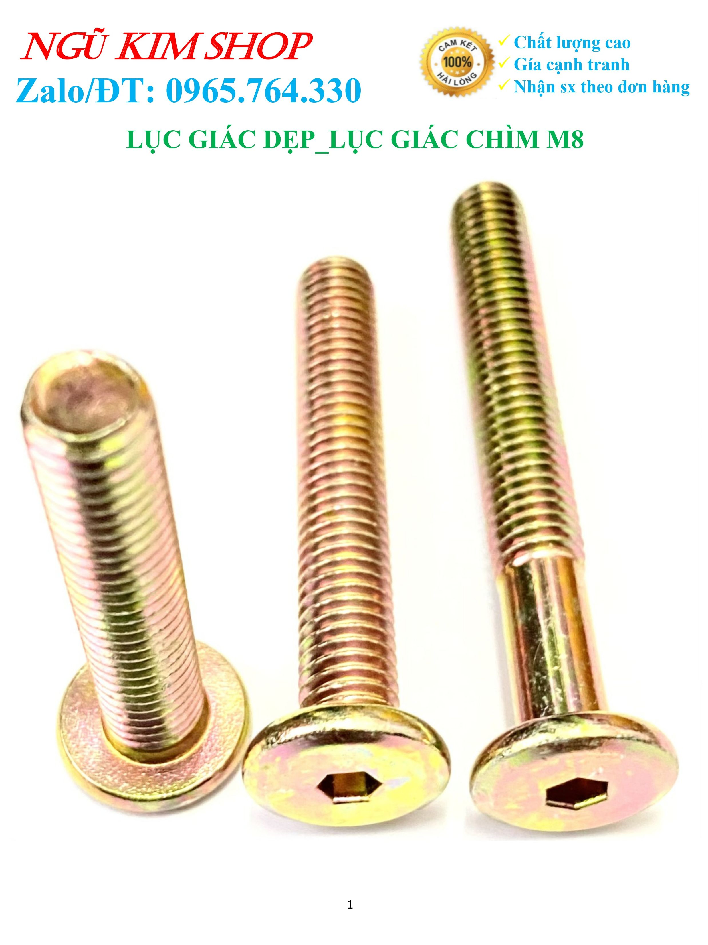 Lục giác dẹp _ lục giác chìm m8 x l