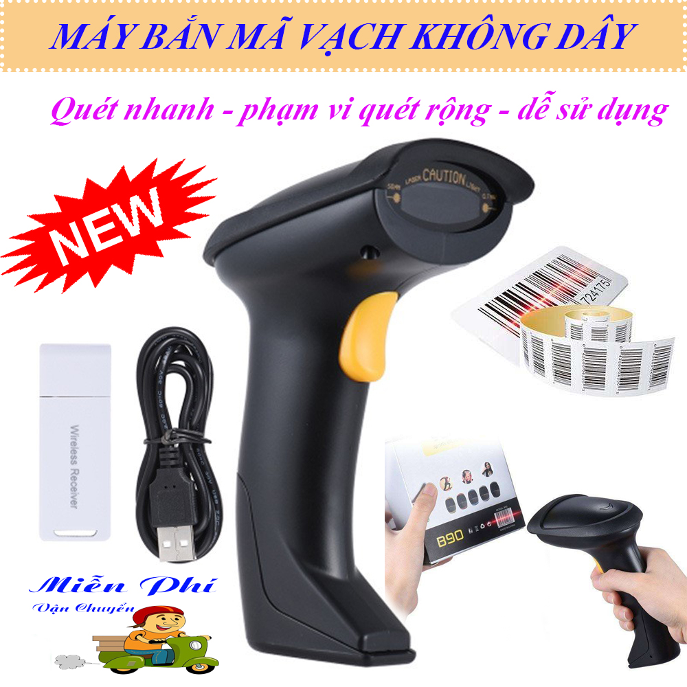Máy Bắn Mã Vạch Không Dây Cao Cấp, Máy Đọc Mã Vạch Cầm Tay, Đọc Tất Cả Các Loại Bascode. Công Nghệ Laser Tiên Tiến Nhanh Chóng - Hiệu Quả - Chính xác - Tiết Kiệm. Bảo Hành 1 đổi 1 - MUA NGAY.