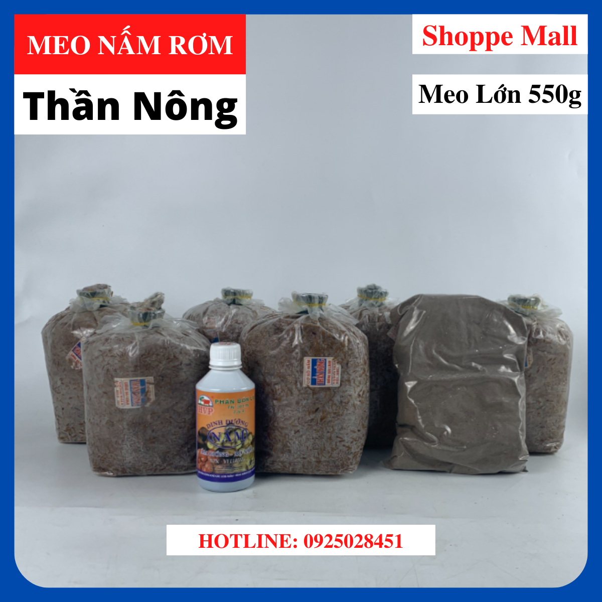 Combo 6 meo nấm rơm + 1 dinh dưỡng + 1 xịt dưỡng - tặng sách kỹ thuật trồng nấm rơm trong nhà