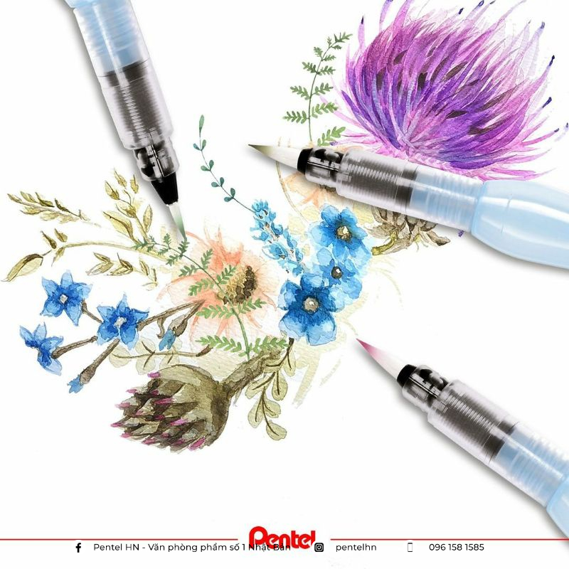 Pentel frh | cọ vẽ màu nước chuyên nghiệp | đầu mềm và dai | thay thế cọ vẽ thông thường| pentel brushpen