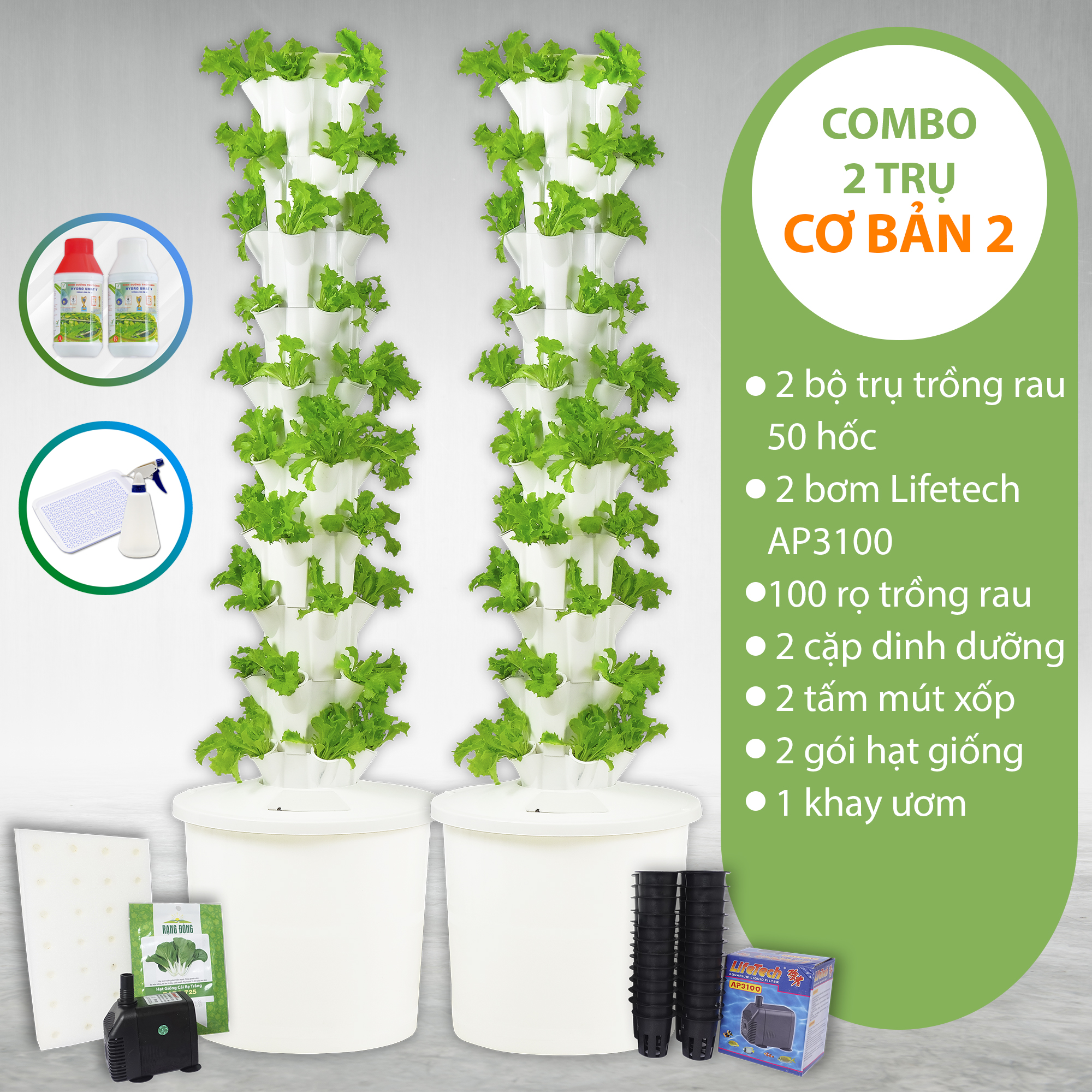 Giàn Trồng Rau, Giàn Trồng Rau Thủy Canh 100 hốc trồng rau chống cúp điện