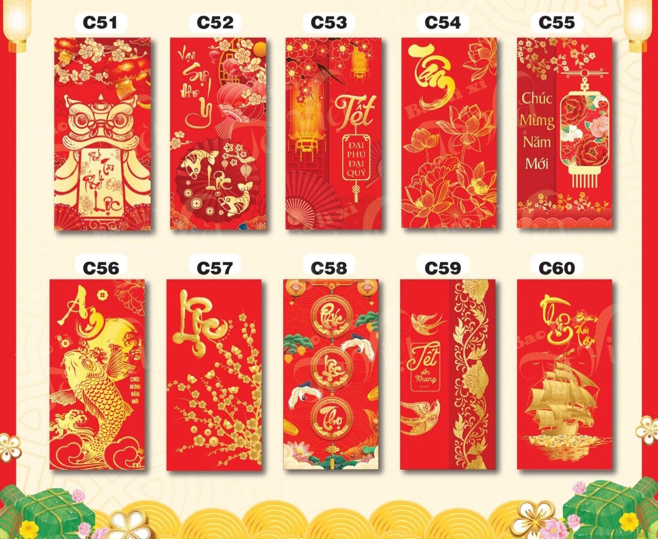 2 cái bao lì xì siêu cute dễ thương -lì xì chipi -lì xì tết