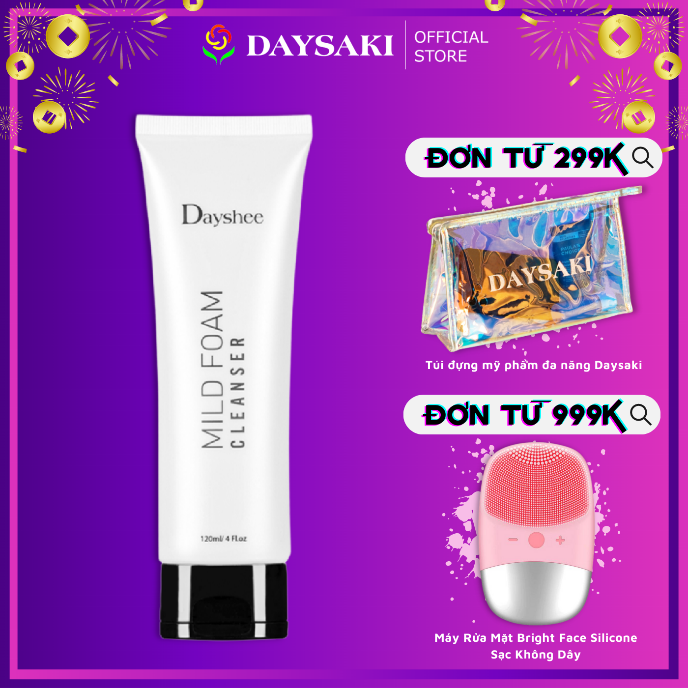 Dayshee sữa rửa mặt dịu nhẹ ít bọt mild foam cleanser 120ml