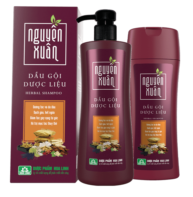 Dầu gội dược liệu Nguyên Xuân Herbal Shampoo Hoa Linh dành cho tóc thường 200ml/ 250ml - Chai nâu đỏ
