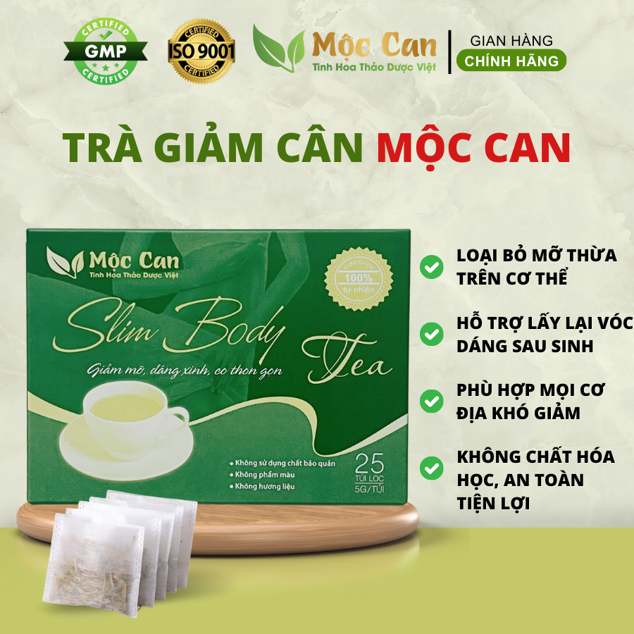 Trà giảm cân cấp tốc giảm mỡ bụng đùi, siết eo đốt cháy mỡ thừa, trà giảm cân Mộc Can hộp 25 túi lọc-Slim body tea
