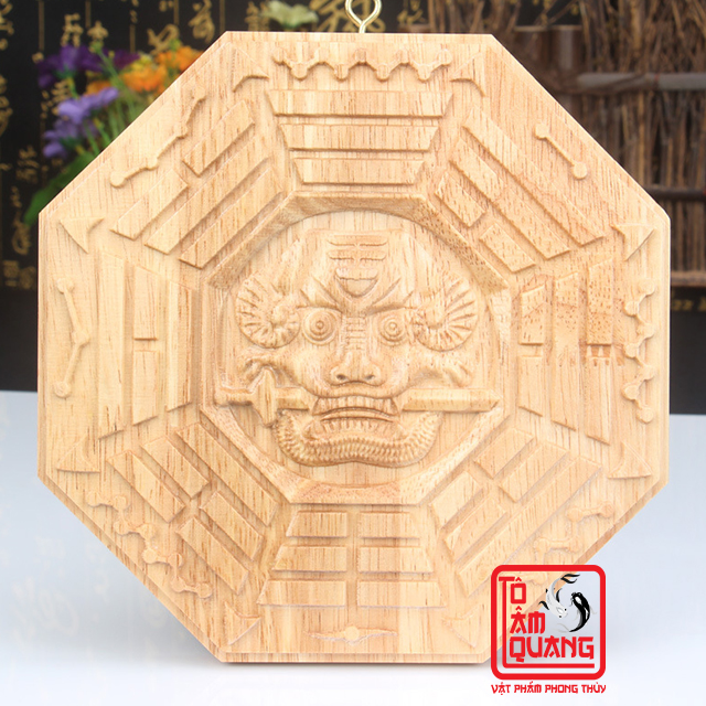 Gương bát quái phẳng Hổ Phù âm dương bằng gỗ đào cao cấp - hóa giải sát khí - trấn trạch mang lại bình an - TÔ TÂM QUANG