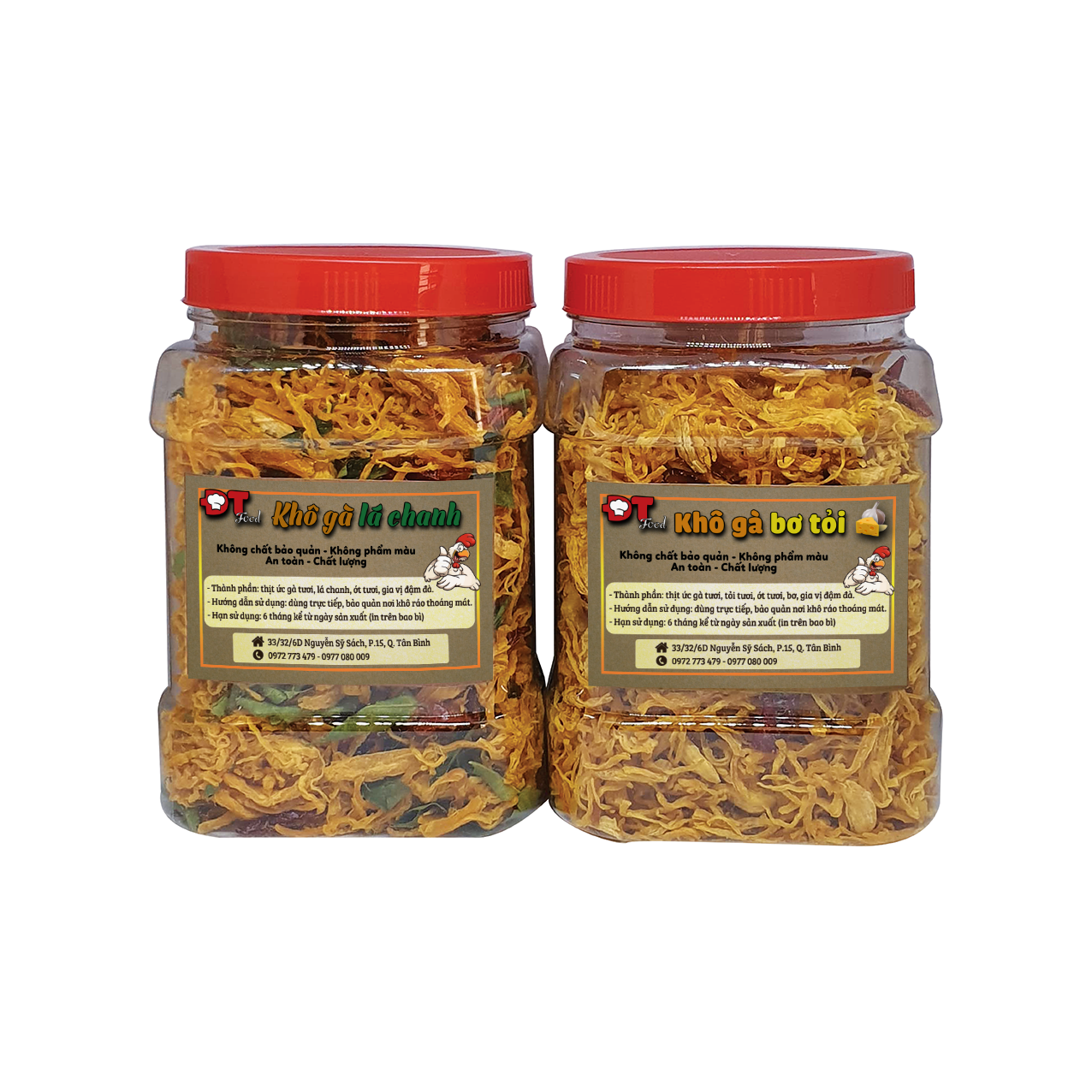 Combo 500g Khô Gà Lá Chanh + 500g Khô Gà Bơ Tỏi Thượng Hạng DTfood