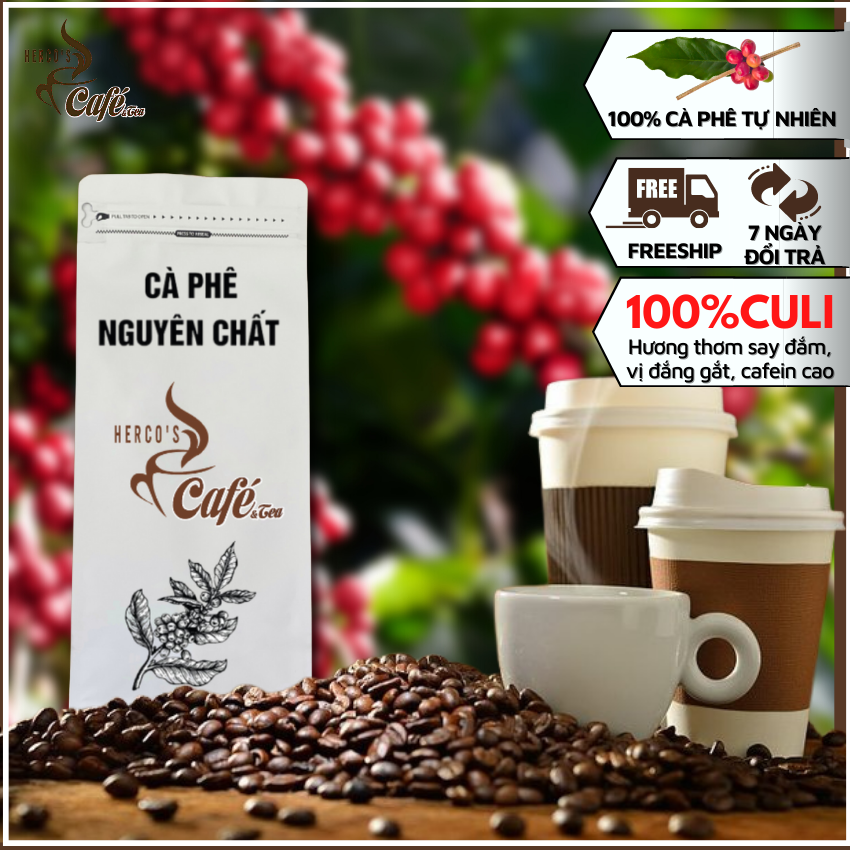 [FREE SHIP] 1KG Cà phê hạt rang xay nguyên chất (100% CULI ROBUSTA) HECOR COFFEE - CULI ROBUSTA xay dùng pha phin - cafe pha máy
