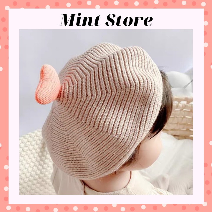 Mũ nồi len trái tim phong cách hàn quốc đáng yêu cho bé gái