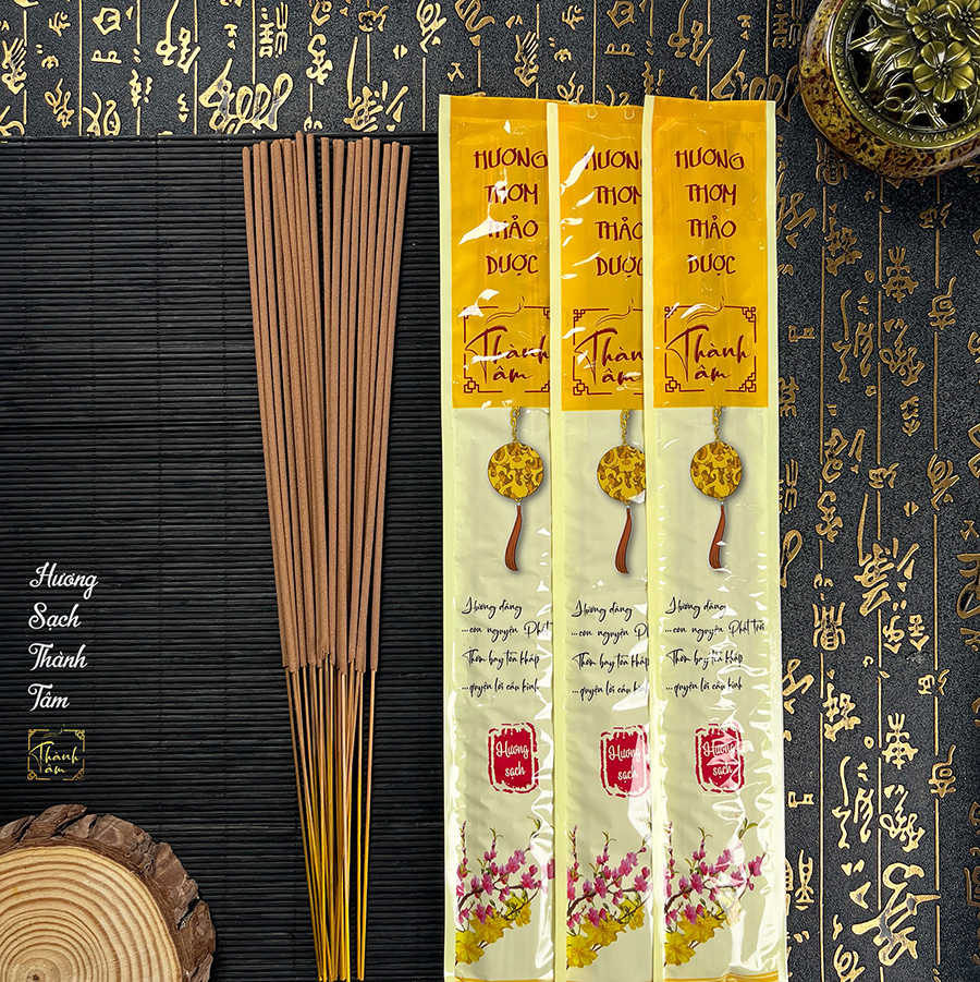 Hương sạch Thành Tâm, nhang thảo mộc, hương thảo mộc, nhang thơm, 100% nguyên liệu tự nhiên, gói 10 thẻ 200 nén
