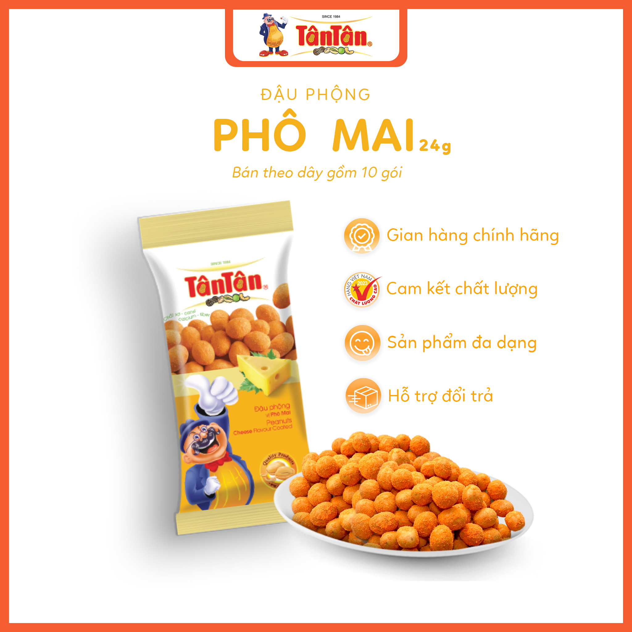 10 gói Đậu phộng vị Phô mai Tân Tân