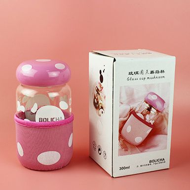 CỐC THUỶ TINH CAO CẤP KÈM BAO CHỐNG SỐC GIỮ NHIỆT HÌNH NẤM NHIỀU MÀU_Cốc pha cà phê cốc trà Cốc uống cà phê ca uống trà tách cà phê ly dễ thương ly cặp ly uống nước