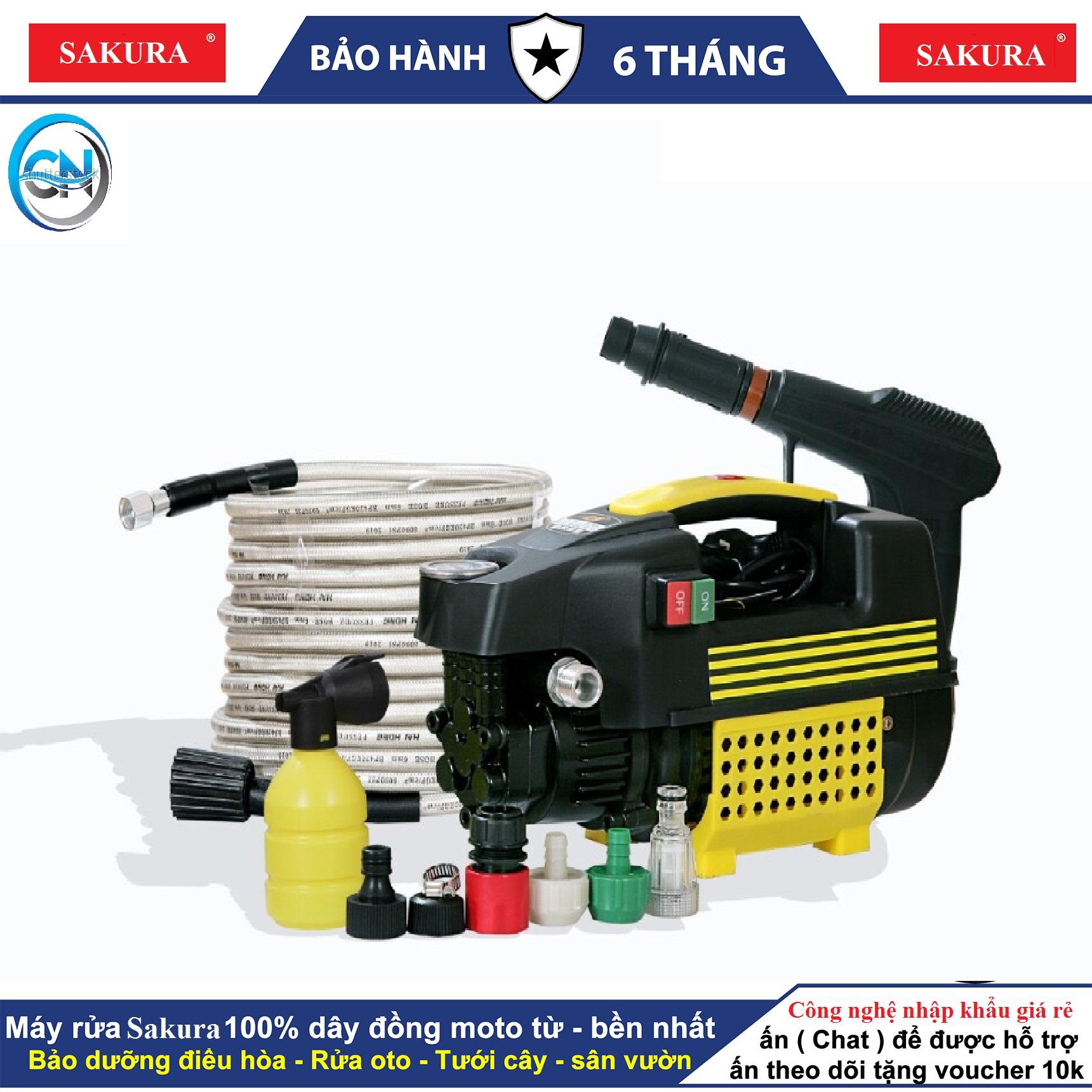 [TẶNG TRỌN BỘ PHỤ KIỆN] Máy rửa xe công suất mạnh Sakura, Máy rửa xe áp lực cap 1800w- Đánh bay mọi vết bẩn dễ dàng