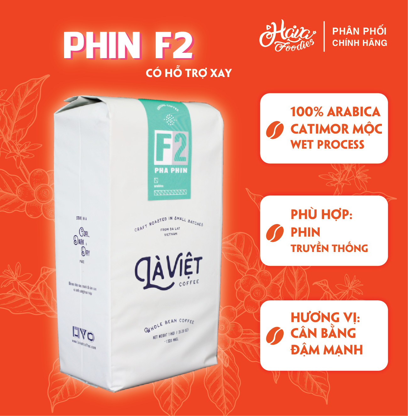 Cà phê bột nguyên chất là việt pha phin f2 – vị đậm mạnh 1000gr