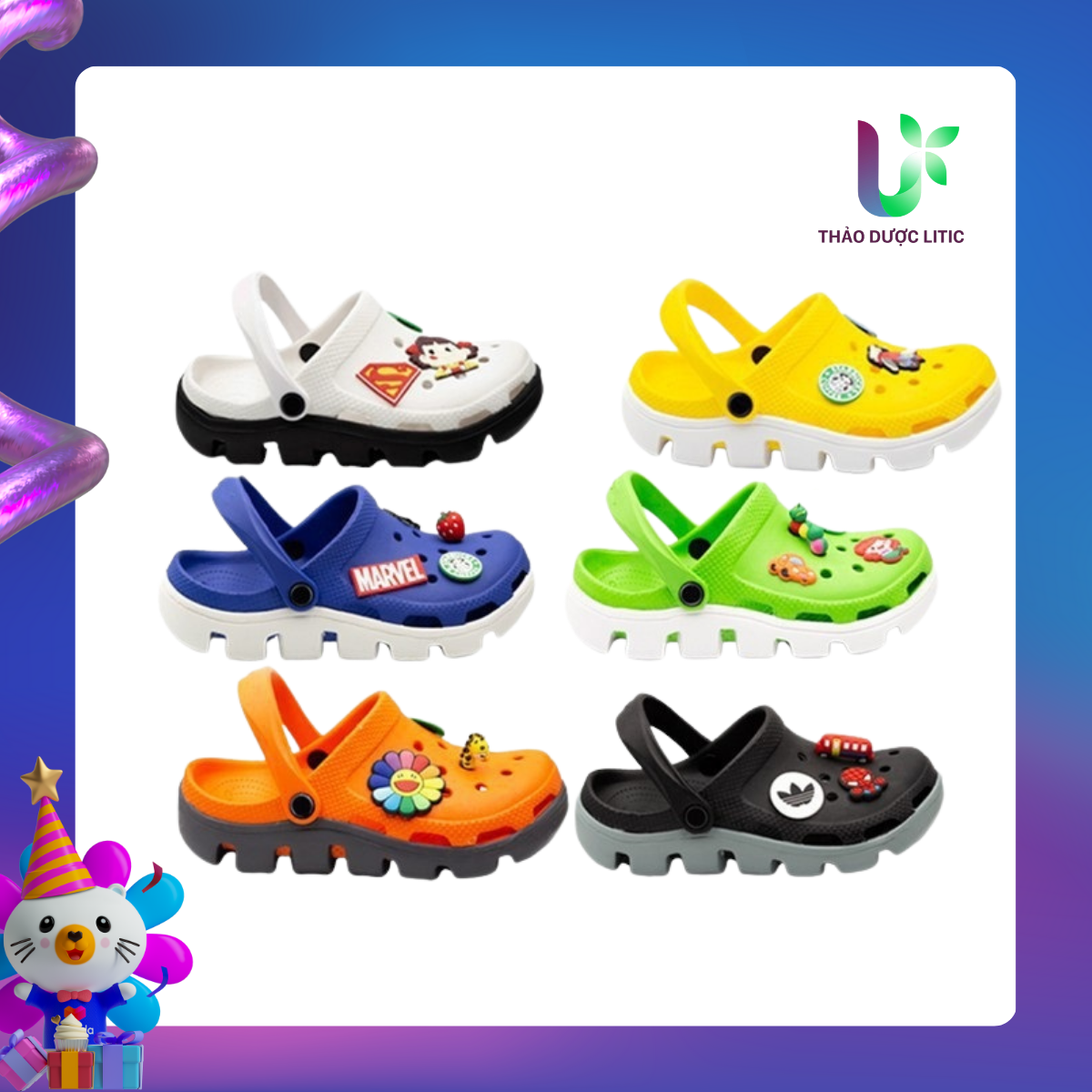 HOÀN TIỀN 15% - Dép sục Croc.s khủng long unisex cao cấp chất liệu nhựa tế bào êm nhẹ chống hôi chân đế có rãnh chống trơn trượt đi mưa không thấm nước DU01