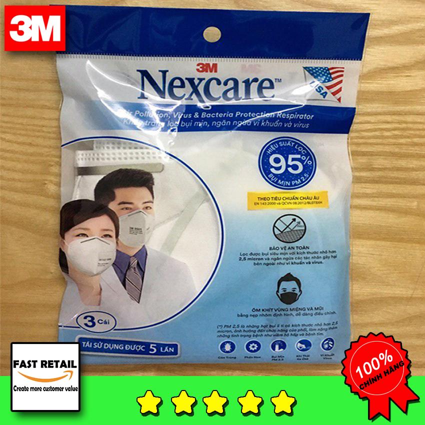 Khẩu trang lọc bụi mịn, virus kn95 - 9501 nexcare - gói 3 cái