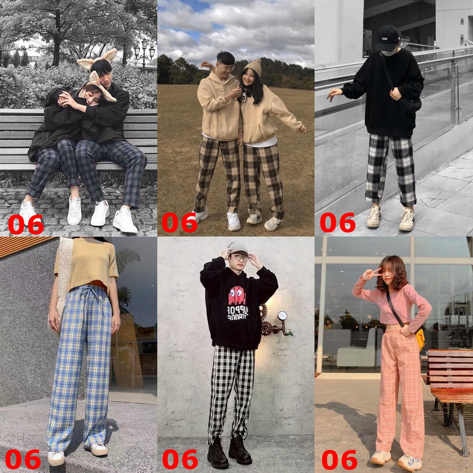 Quần Baggy Nam Nữ Sọc Caro Unisex