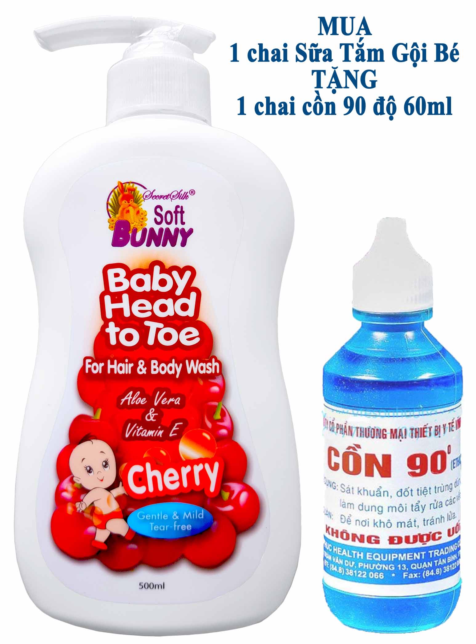 Sữa tắm gội bé soft bunny - cherry 500ml -