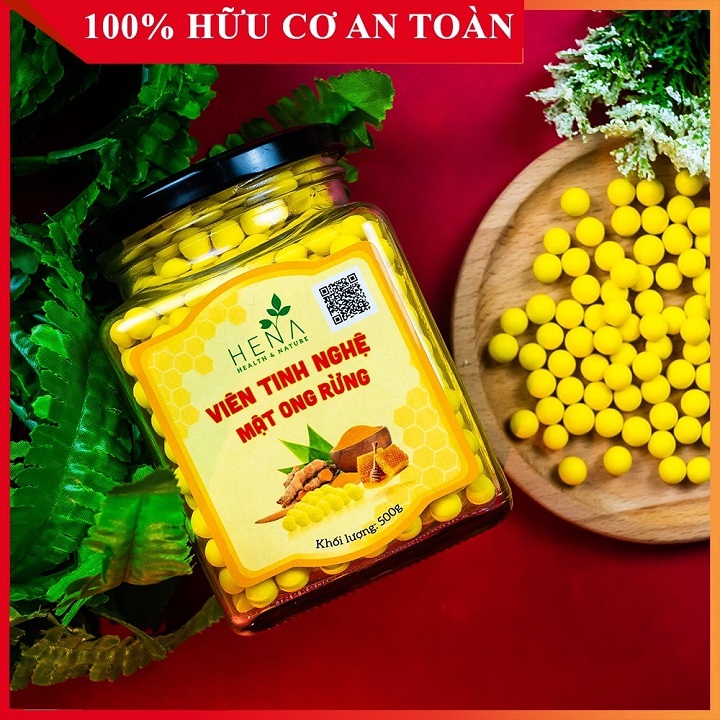 500g Nghệ Viên Mật Ong Rừng Hena , Viên Nghệ Mật Ong. Tinh bột nghệ, bột nghệ nguyên chât, mầm đậu nành