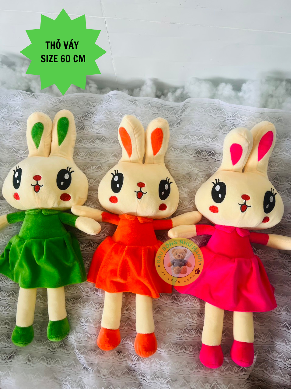 Gấu bông thỏ mặc váy xinh ngất ngây