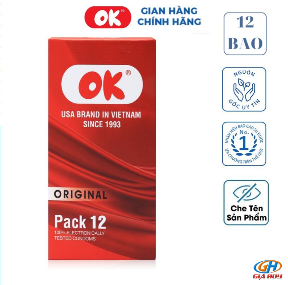 Bao cao su ok - bao cao su gia đình - hộp 12 chiếc