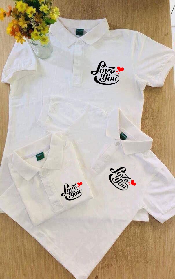 Áo thun gia đình có cổ đủ size - i love you