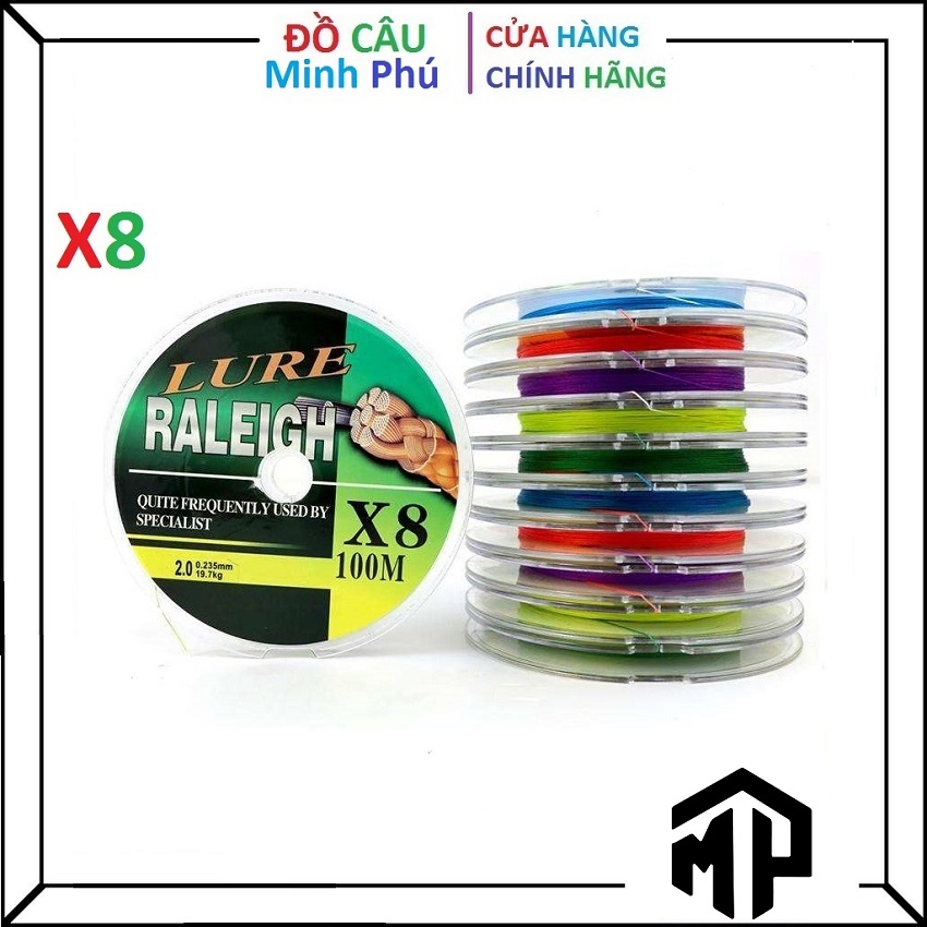 Dây dù câu cá lure raleigh x8 dài 100m