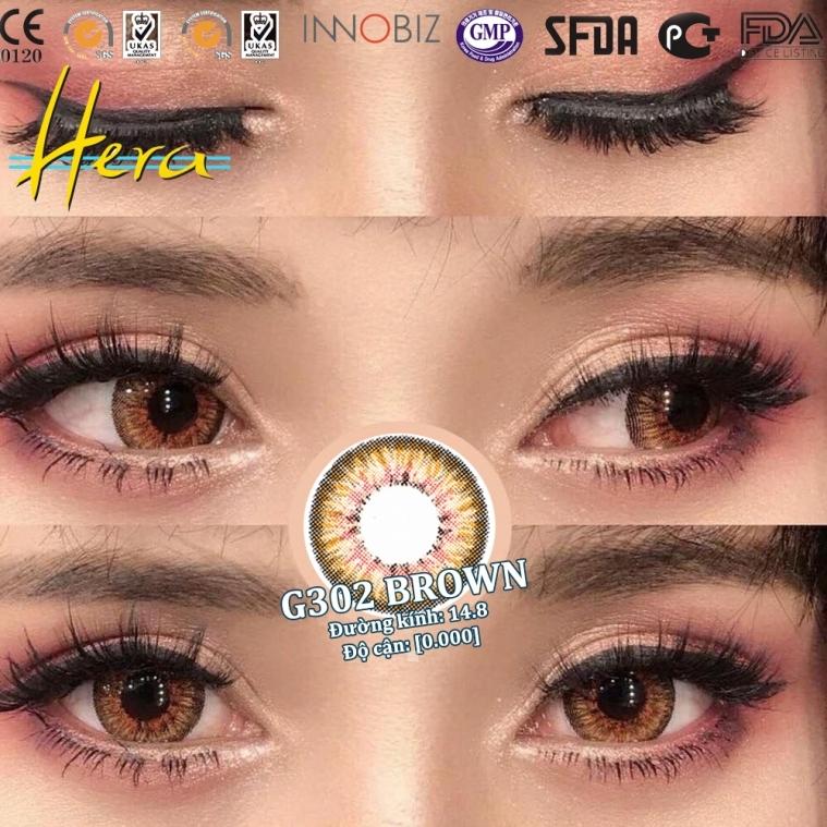 [HCM]lens - kính áp trồng nâu tây sử dụng 1 năm tặng kèm khây đựng