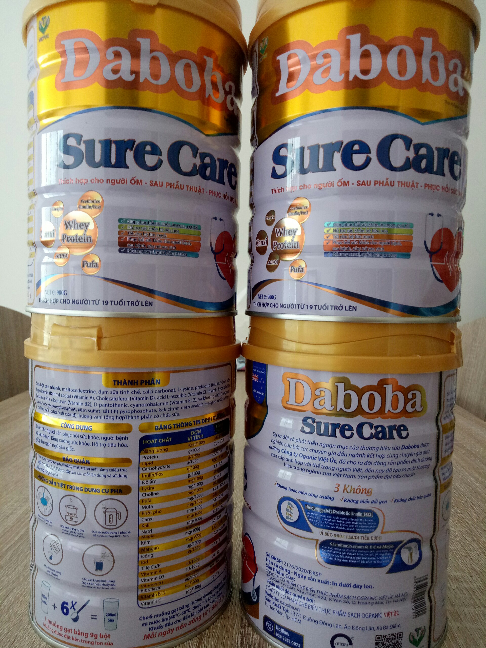Sữa phục hồi sức khỏe cho người già, người ốm, ăn uống kém Daboba Sure Care 900Gr