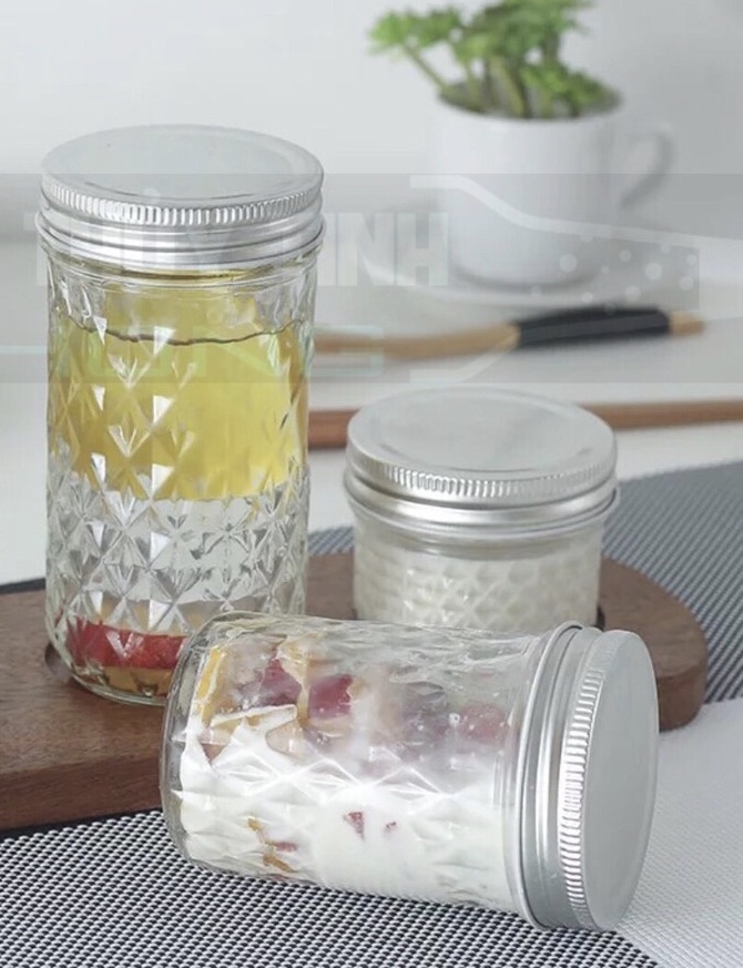 [HCM]HỦ THUỶ TINH TRƠN/ KIM CƯƠNG NẮP NHÔM 100ml