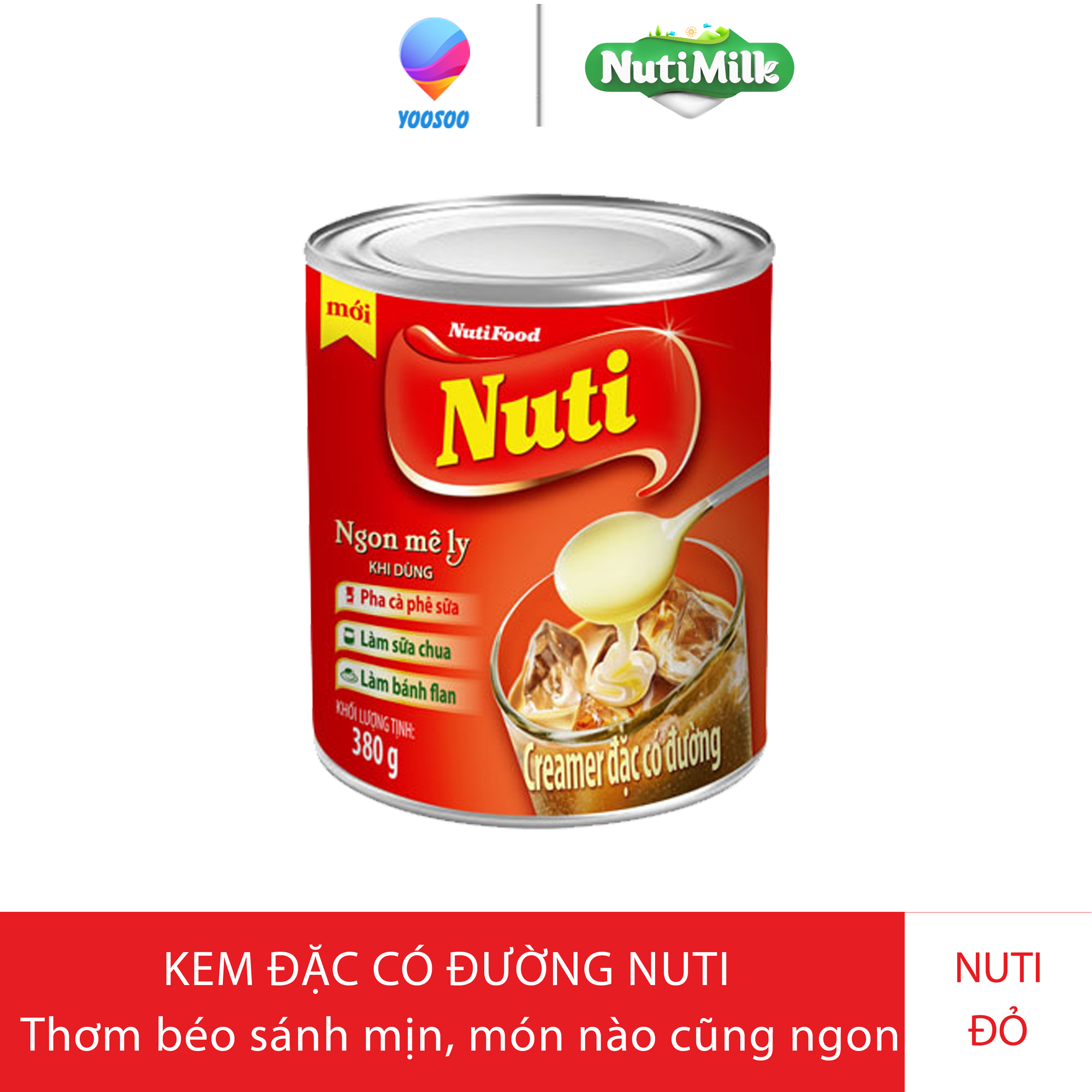 Lon creamer/ sữa đặc có đường nuti lon 380g - thương hiệu nutifood - yoosoo mall