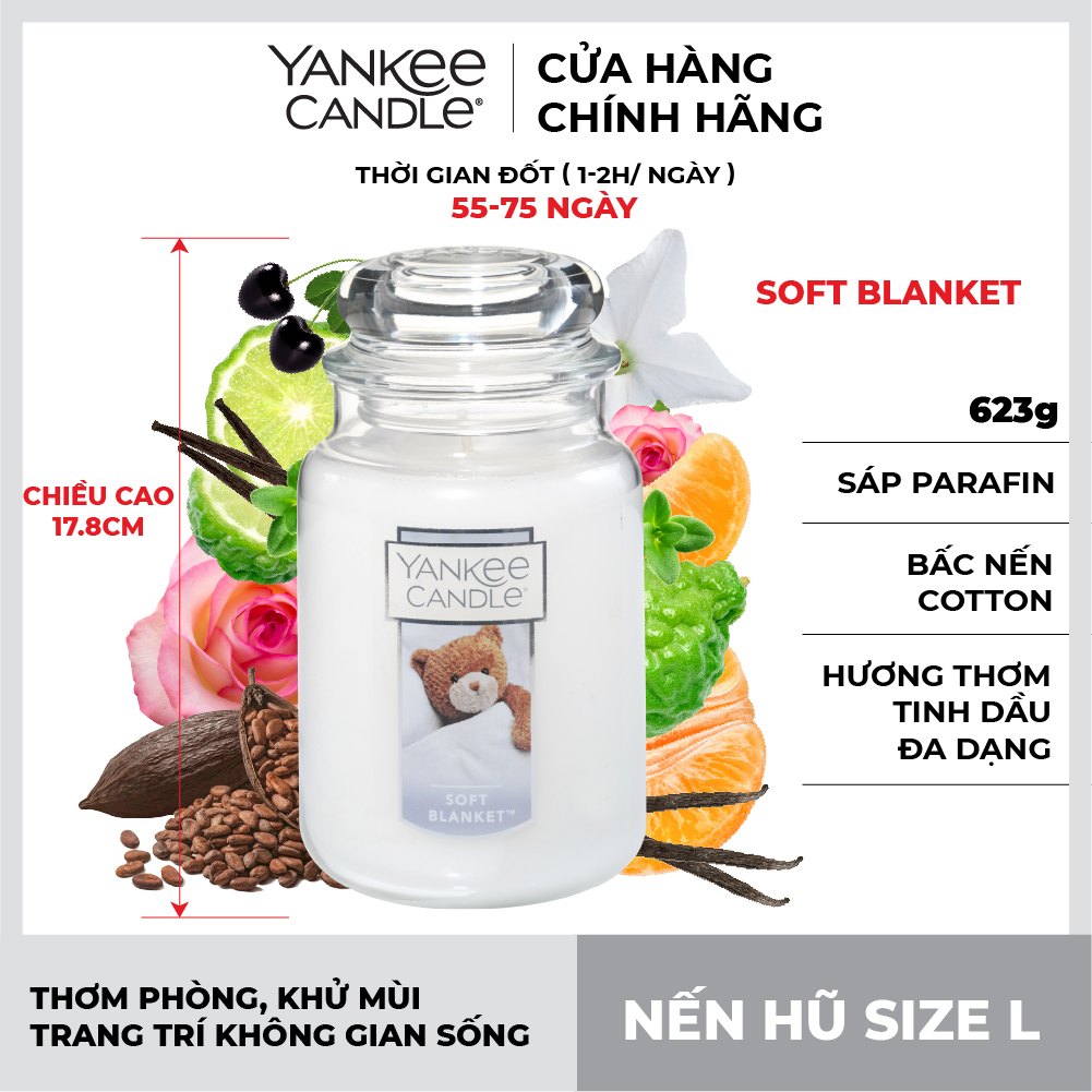 Nến hũ Yankee Candle size L - Soft Blanket (623g)