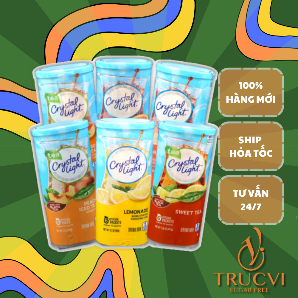 Bột trái cây pha nước Crystal Light gói lớn không đường ( eat clean, low carb, keto, tiểu đường)