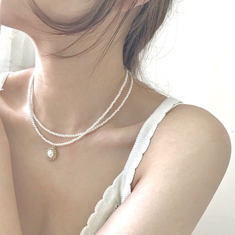 VÒNG CỔ, DÂY CHUYỀN 2 LỚP XỎ HỘT, CHOKER MẶT VINTAGE CÁ TÍNH ULLZANG