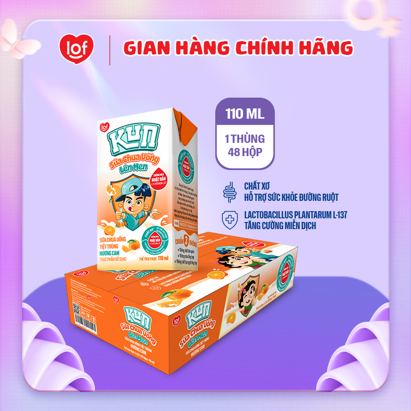 Sữa chua uống KUN vị cam thùng 48 hộp x 110ml