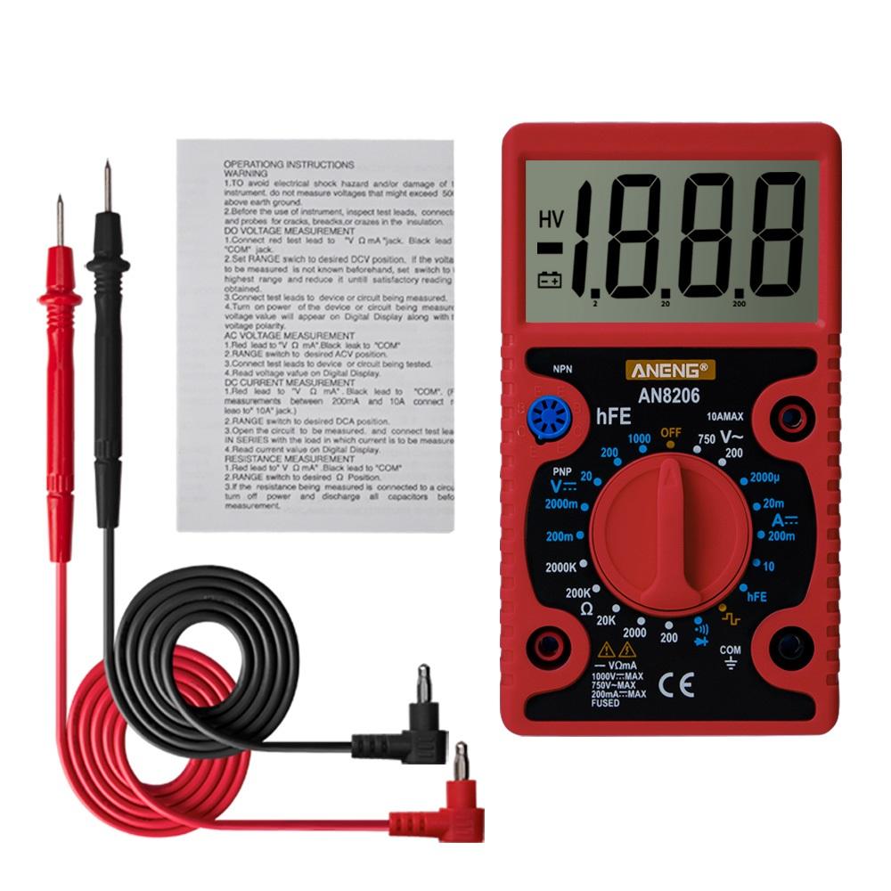 Đồng hồ đo Aneng An8206 Màn Hình Lớn, Đa Năng nhiều tín năng cho thợ điện tử