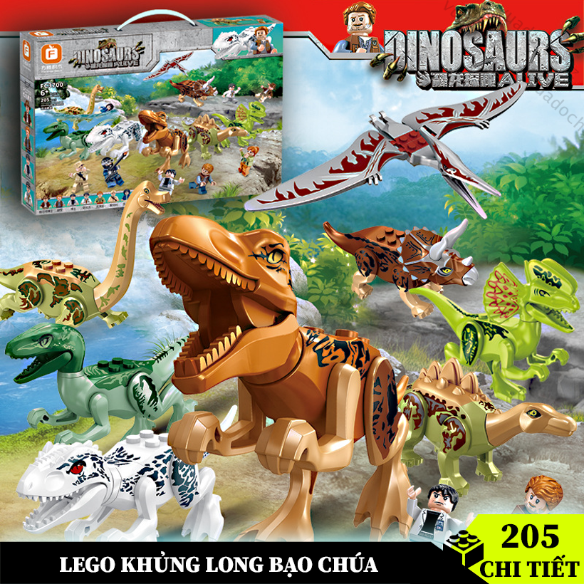 Đồ chơi lắp ráp khủng long bạo chúa 205 chi tiết mô hình lắp ráp khủng long Dinosaurs dạng hộp giấy