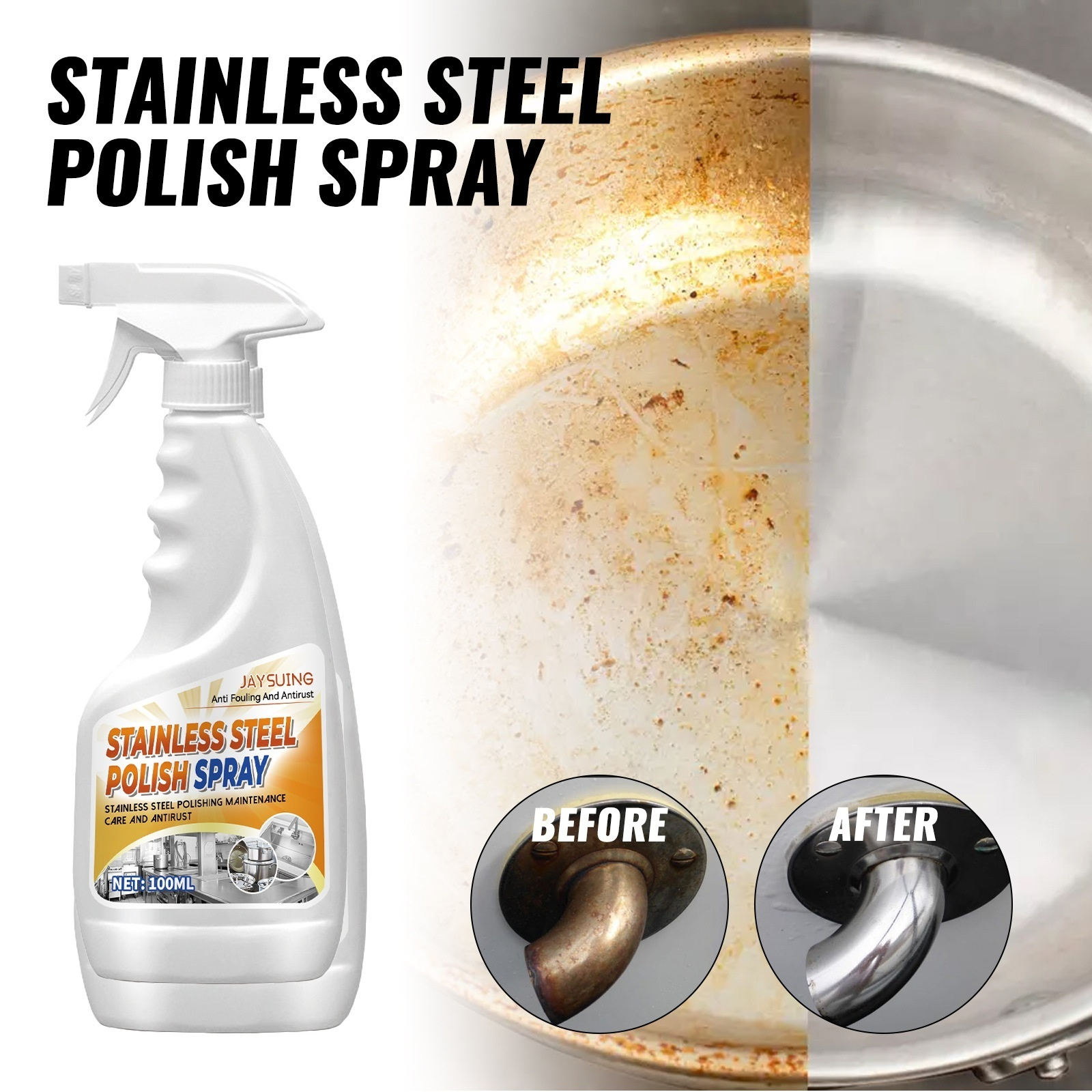 Stainless steel pot cleaner with special agent