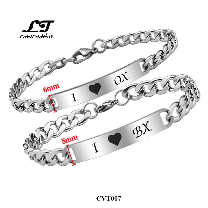 Lắc tay cặp đôi i love ox bx cvt007 không đen không gỉ sét