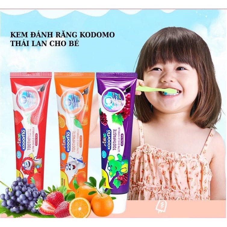 Kem đánh răng trẻ em kodomo Thái Lan hương vị trái cây cho bé
