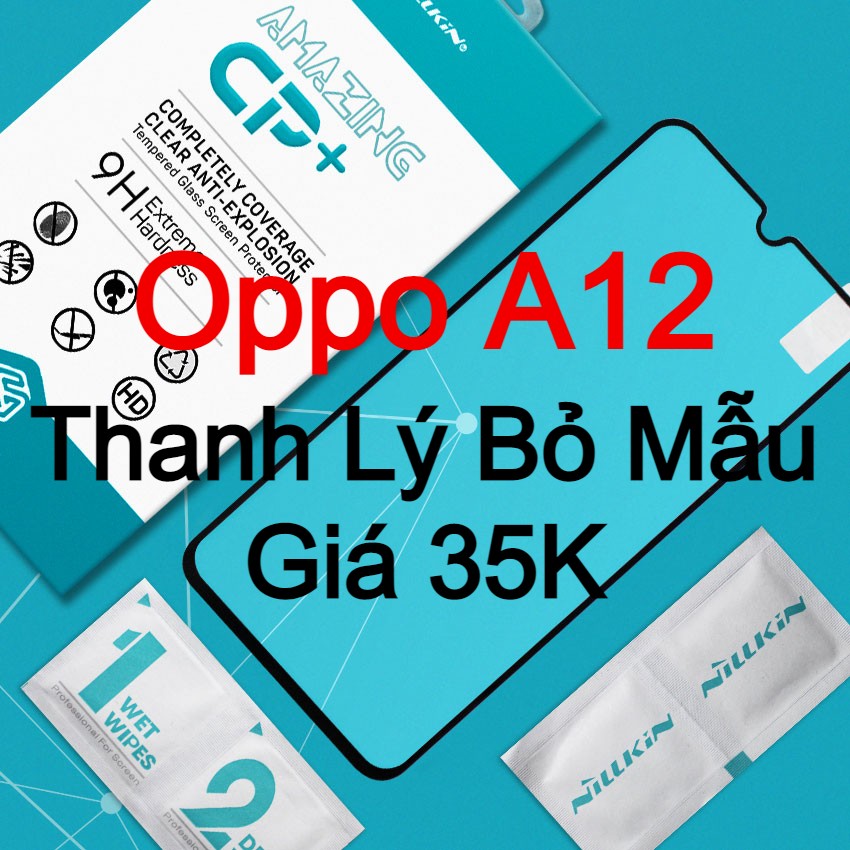Miếng kính cường lực cho Oppo A12 Full màn hình hiệu Nillkin.tw (Đen)