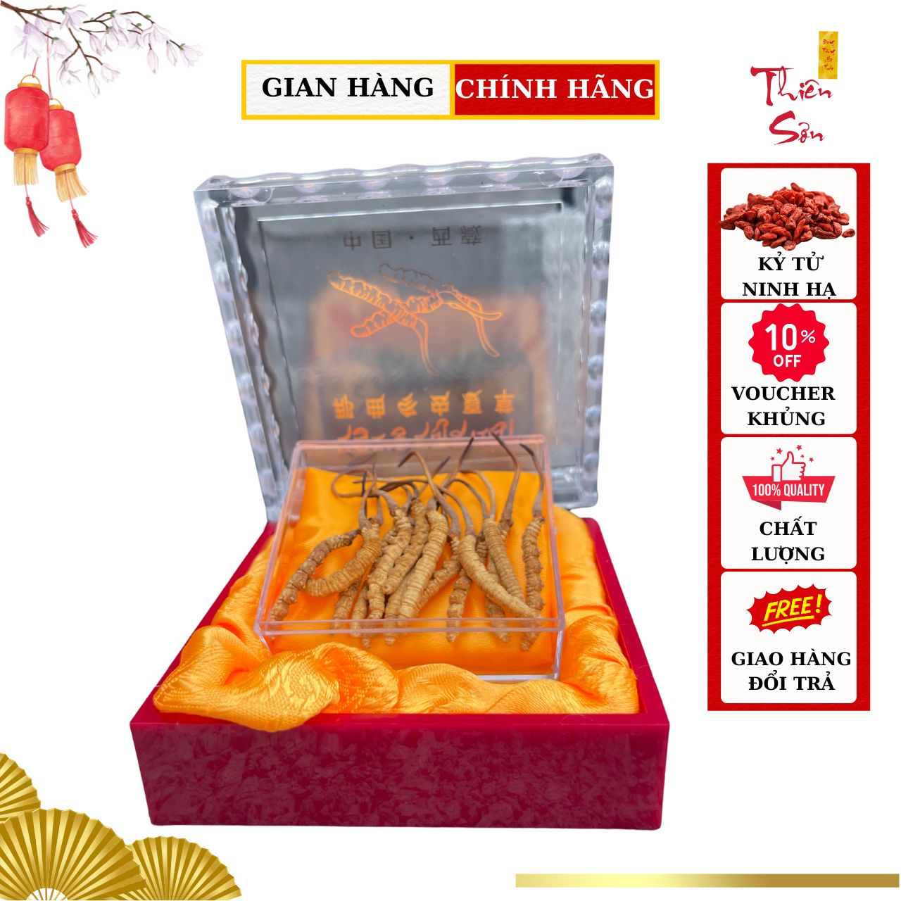 Hộp Đông Trùng Hạ Thảo Tây Tạng 15 Con Các Loại Size - Tặng 100g Kỷ Tử - Thức Ăn, Food