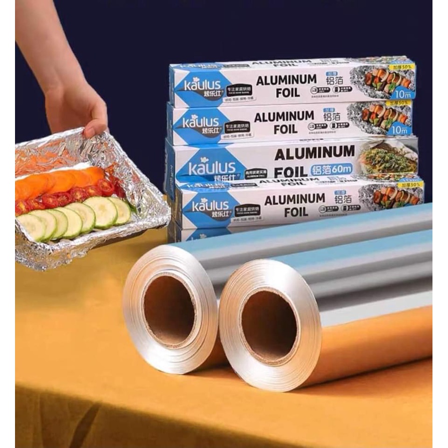Cuộn Giấy Bạc Nướng Nhôm KT 30cm* 10m KAULUS Bọc Thực Phẩm Dùng Cho Nồi Chiên Không Dầu, Lò Nướng. TGTI45