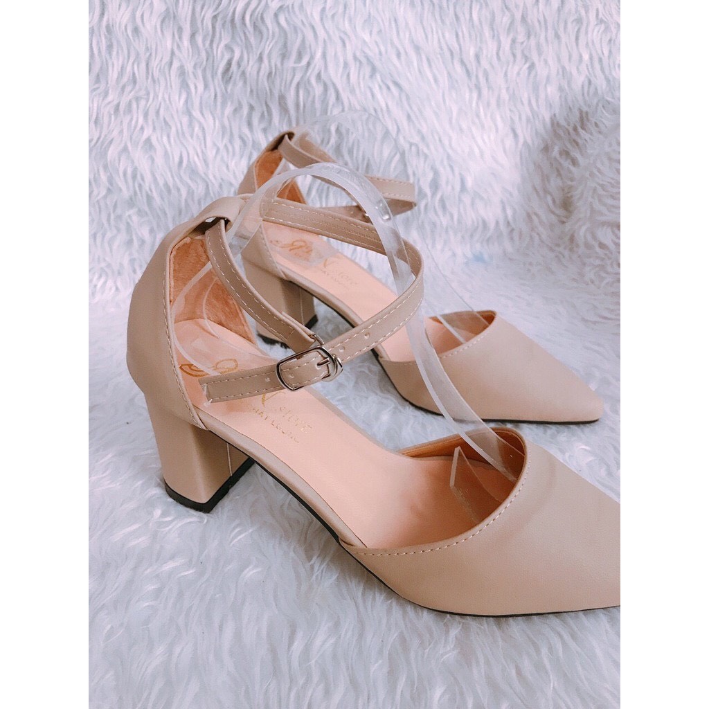 [HCM]Giày cao gót 7 phân bít mũi gót vuông có ảnh thật [CÓ SẴN]