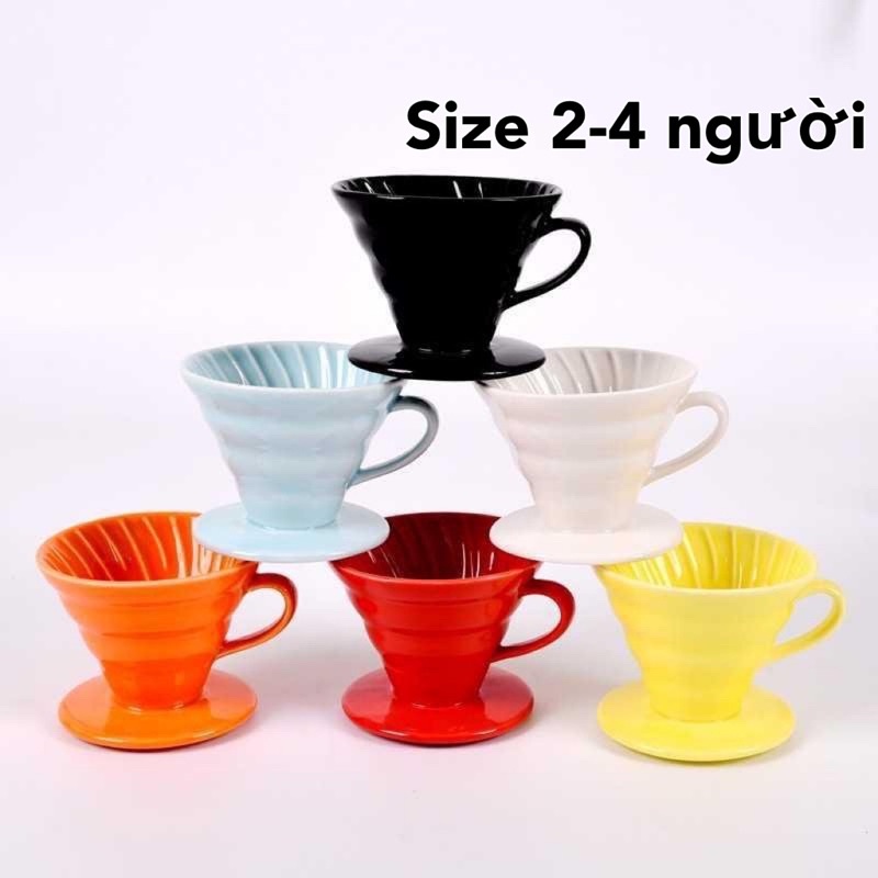 Phễu lọc cafe V60 bằng sứ, phễu pha cà phê màu sắc bắt mắt , dụng cụ phễu lọc cà phê