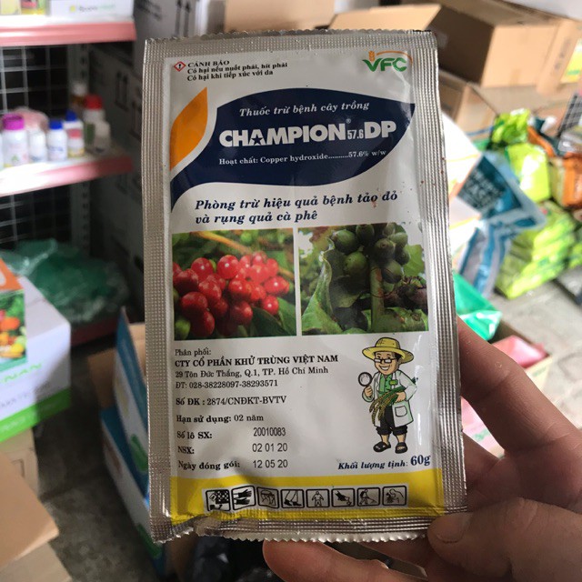 Thuốc trừ nấm bệnh sương mai, thối quả, rỉ sắt, đốm lá champion 57.6 dp 60gram