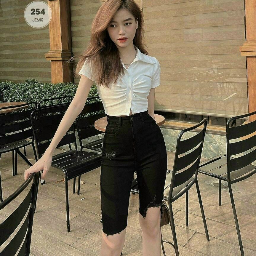 [HCM]Quần Bò Ngố Nữ, Quần Short Nữ, Quần Jean Lửng Nữ Blue_Shop83, Chất Liệu Denim Mềm Mại Co Giãn Nhẹ, Phong Cách Thời Trang TCS. QJLN254
