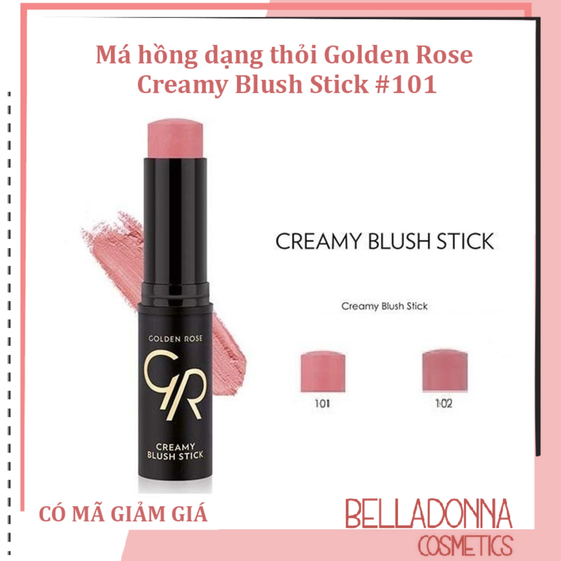 Má hồng dạng thỏi Golden Rose Creamy Blush Stick #102