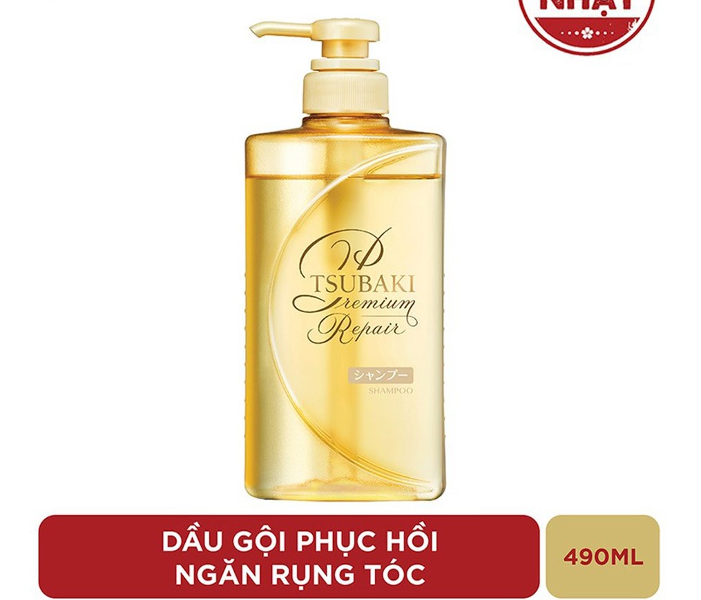 DẦU GỘI TSUBAKI PHỤC HỒI VÀ NGĂN NGỪA RỤNG TÓC (CHAI 490ML- DÒNG MÀU VÀNG PREMIUM REPAIR) - HÀNG NỘI ĐỊA NHẬT